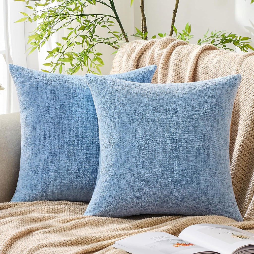 Gawamay Set of 2 Soft Textured Chenille Throw Pillow Covers 26x26 Inch (66x66 CM), Decorative Pillowcases Cushion Covers for Farmhouse Home…