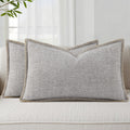 decorUhome Summer Decorative Throw Pillow Covers 12x20 Set of 2 Lumbar Faux Linen Outdoor Neutral Farmhouse Pillow Covers with Stitched…