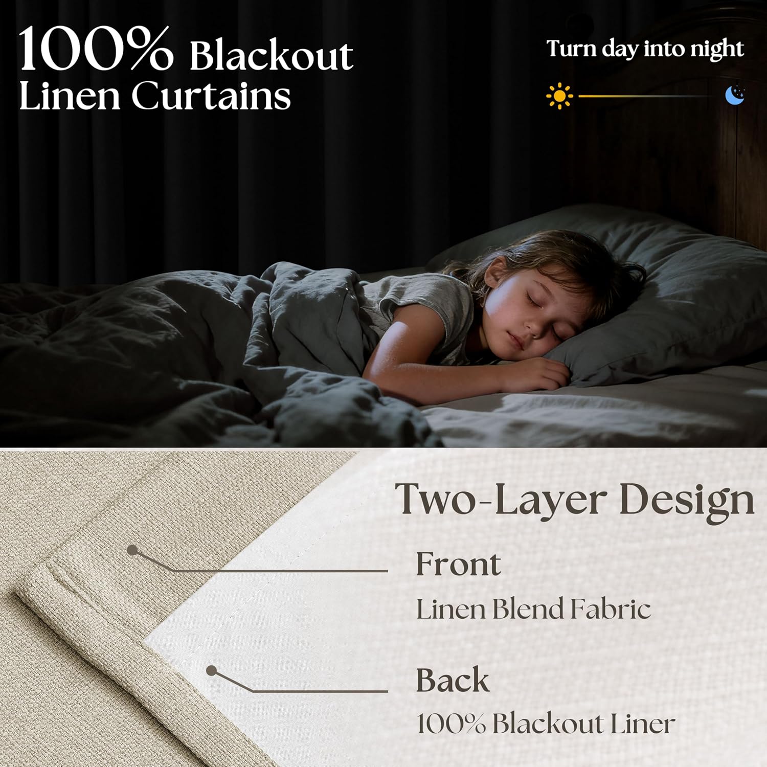 TWODRAPES 92 Inch Long Pinch Pleated Blackout Curtains for Bedroom Living Room, Oatmeal Beige Linen Blend 100% Blackout Sliding Door…