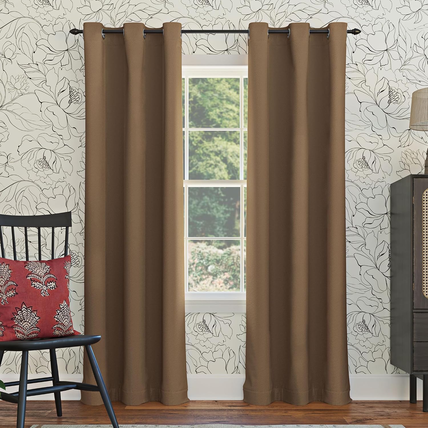 Sun Zero Easton Energy Saving Blackout Grommet Curtain Panel, 40" x 95", Barley