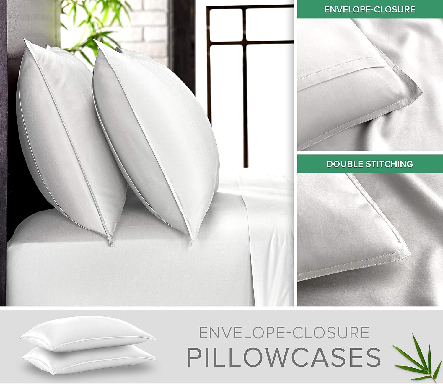 PureBamboo Pure Bamboo Split King Sheets, Genuine 100% Organic Viscose Derived from Bamboo Bed Sheet Set, Soft & Cooling, Double Stitching,…