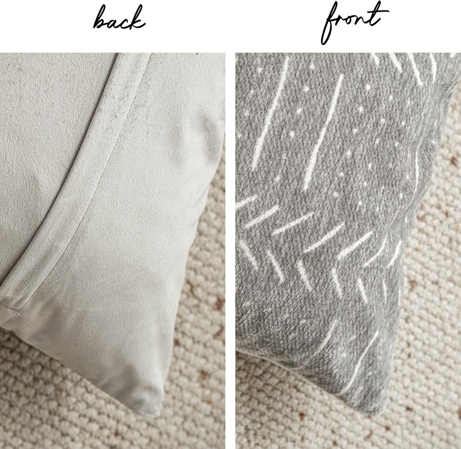 BlissBlush Decorative Lumbar Pillow Covers 12x20 Set of 2, Light Gray Soft Woven Chenille Accent Pillow Covers for Couch Sofa Bed…
