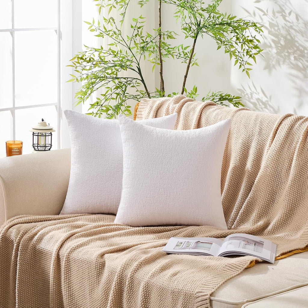 Gawamay Set of 2 Soft Textured Chenille Throw Pillow Covers 26x26 Inch (66x66 CM), Decorative Pillowcases Cushion Covers for Farmhouse Home…