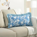 Cottonprintclub CPC Hand Block Print Blue Sapphire Ruffle Sham Pillow Cover 20" x 12" inch Hidden Zipper Decorative Pillowcase for Couch, B…