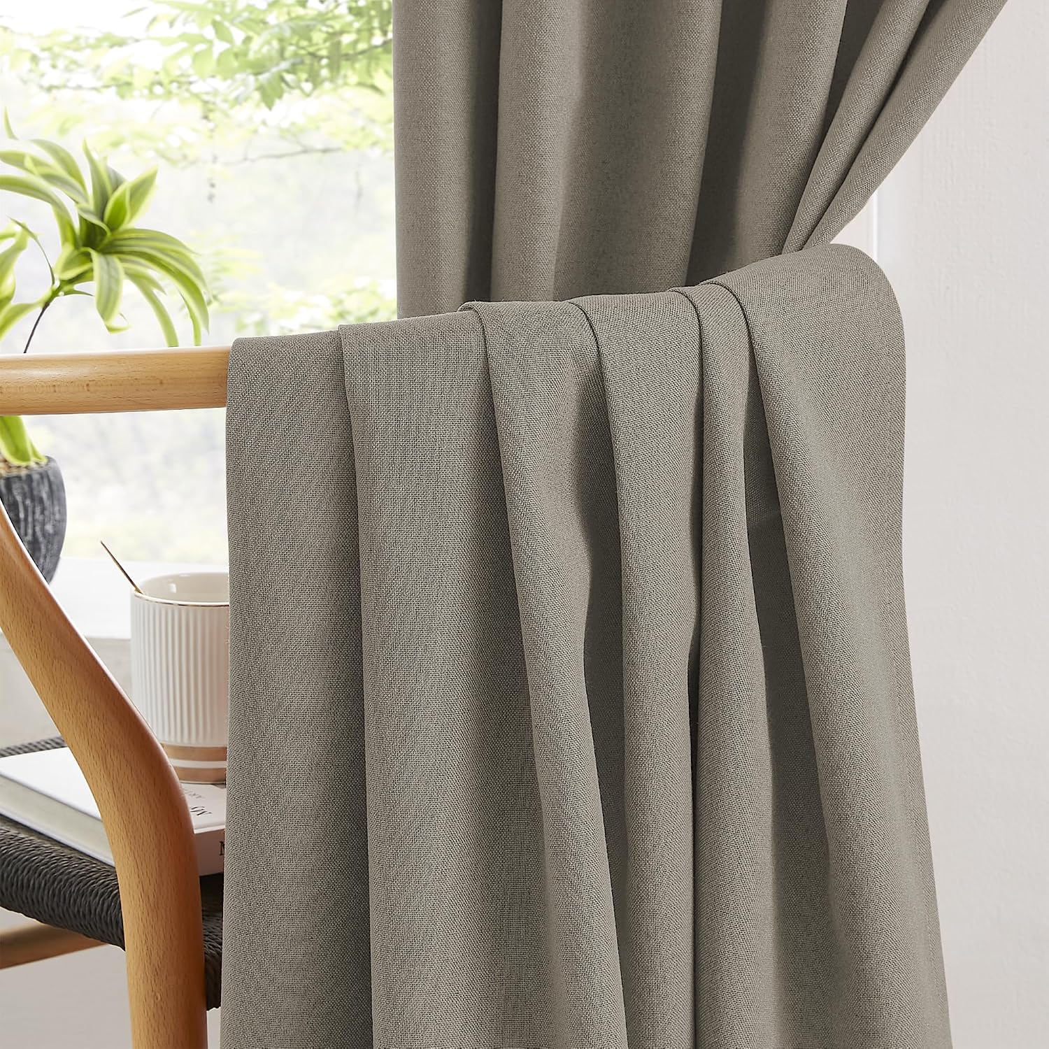 Keqiaosuocai Faux Linen Short Bedroom Blackout Curtains 45 Inch Length Small Short Curtains Back Tab Pocket Full Light Blocking Drapes 34 I…