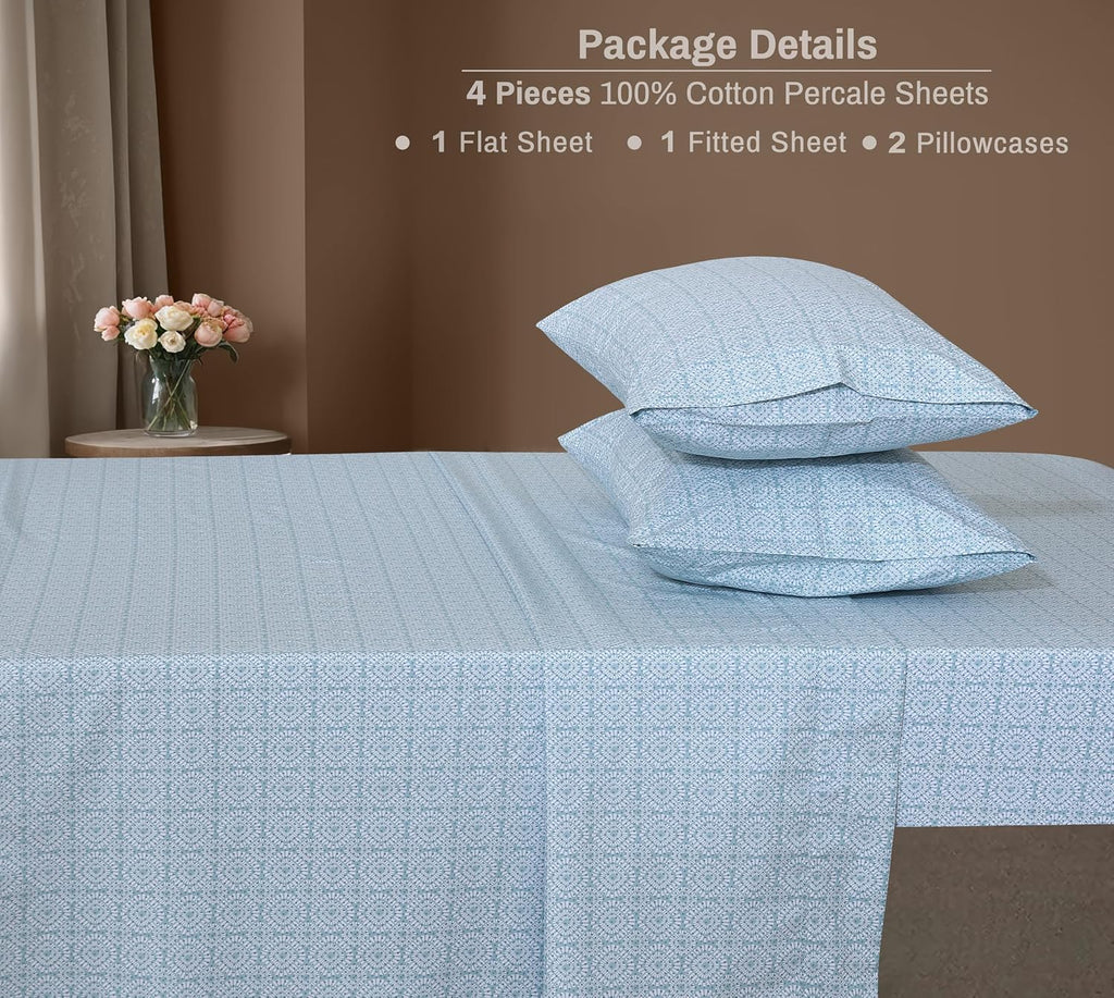 Zoyer 100% Cotton Sheets – California King Percale Bedding, Cooling & Breathable, Durable with a Crisp, Soft & Comfortable Feel, 14" Deep P…