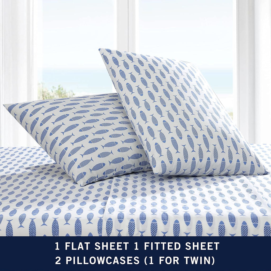 Nautica – Full Size Sheet Set, Crisp Cotton Percale Bedding with Matching Pillowcases, Lightweight & Breathable Bed Sheets, Deep Pocket, Co…
