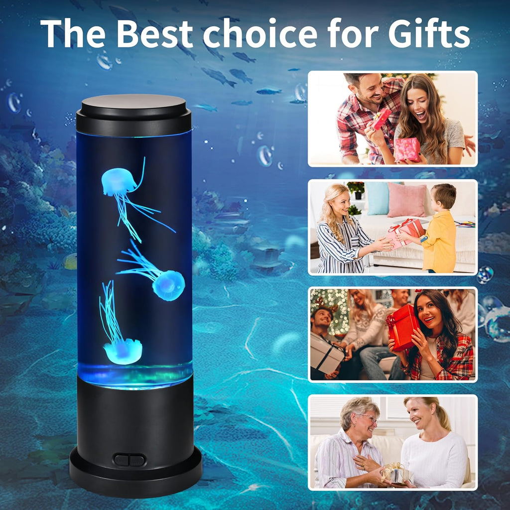 Edier Jellyfish Lamp, 11 Inch Jellyfish Aquarium with Color Changing Light, Noiseless Pump, USB Powered Mood Light for Home Decor Kids Men…