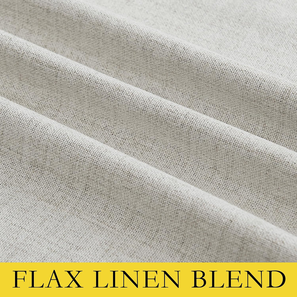 NICETOWN Snowbound Vintage Linen 100% Blackout Curtains for Living Room, Thermal Insulated Curtains 120" Long, Noise Reducing Window…
