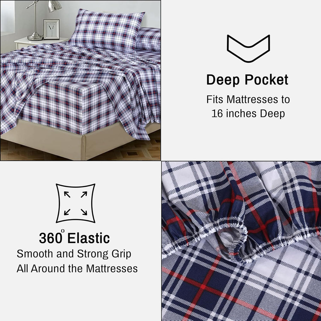 Ruvanti 100% Cotton Percale Sheets King Size – Crisp Cooling Bed Sheets for Hot Sleepers, Deep Pocket 16”, Soft Breathable & Durable Hotel-…