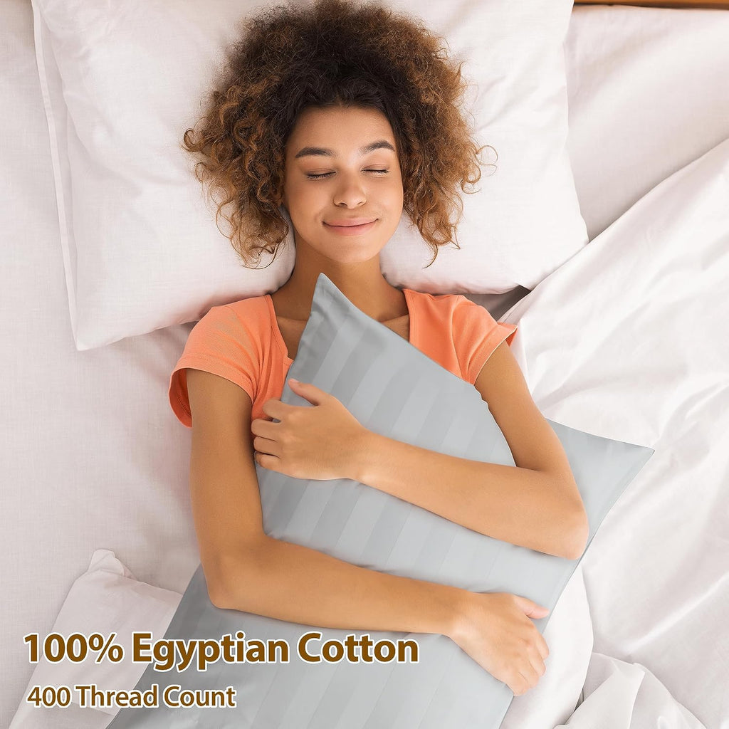 ShunjieHome 100% Egyptian Cotton Pillow Cases Set of 2, King Size 400 Thread Count Cooling Pillowcases, Soft and Breathable Pillow Covers w…