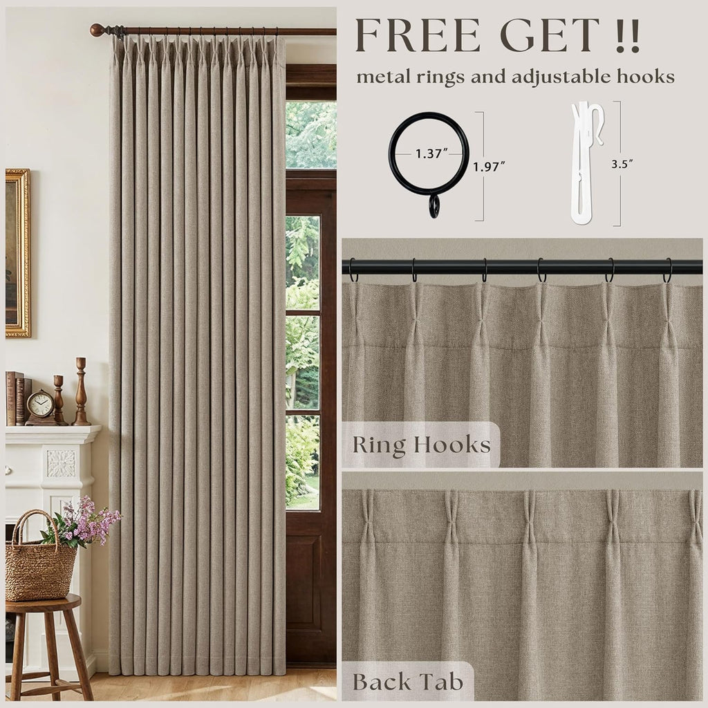 Twodrapes Blackout Pinch Pleat 100 Inch Curtains 2 Panels Set for Living Room Bedroom Farmhouse Farmhouse Pinch Pleated Back Tab Thermal In…