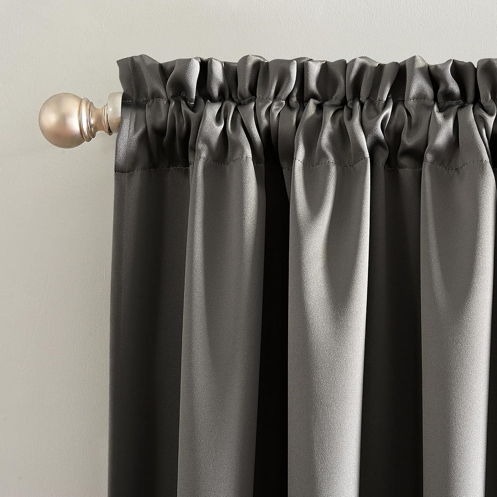 Sun Zero Oslo Theater Grade Extreme 100% Total Blackout Rod Pocket Curtain Panel, Gray, 52"W x 63"L (1 Panel)