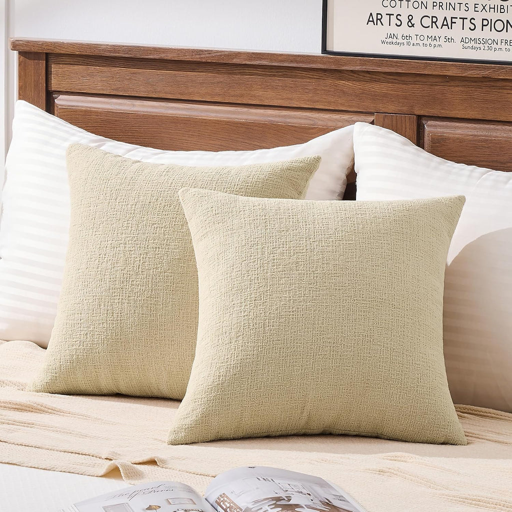 Gawamay Set of 2 Soft Textured Chenille Throw Pillow Covers 26x26 Inch (66x66 CM), Decorative Pillowcases Cushion Covers for Farmhouse Home…