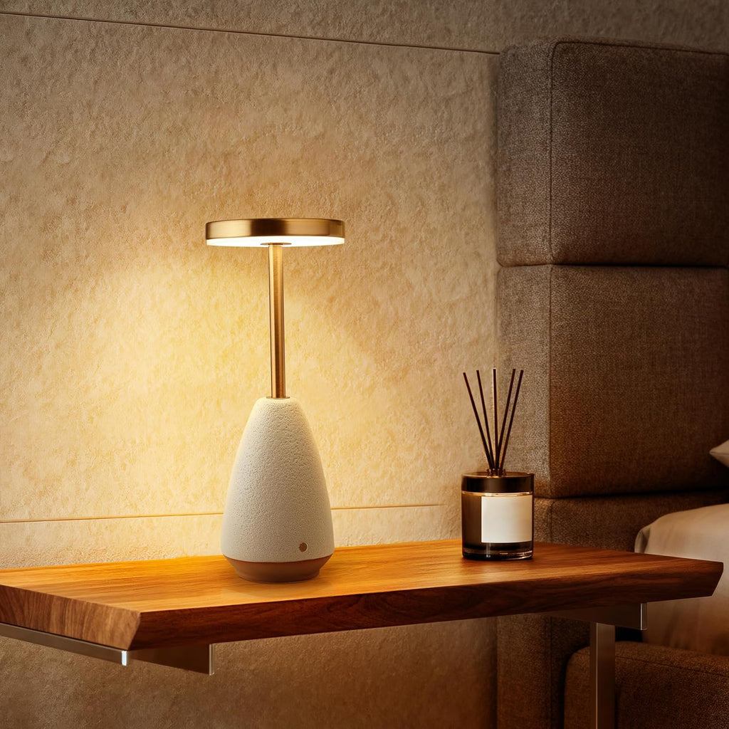 RONDURE 11.0" Ceramic Cordless Table Lamp, Portable Rechargeable Table lamp, Touch Dimmable Warm Ambient Lighting for Living Room…