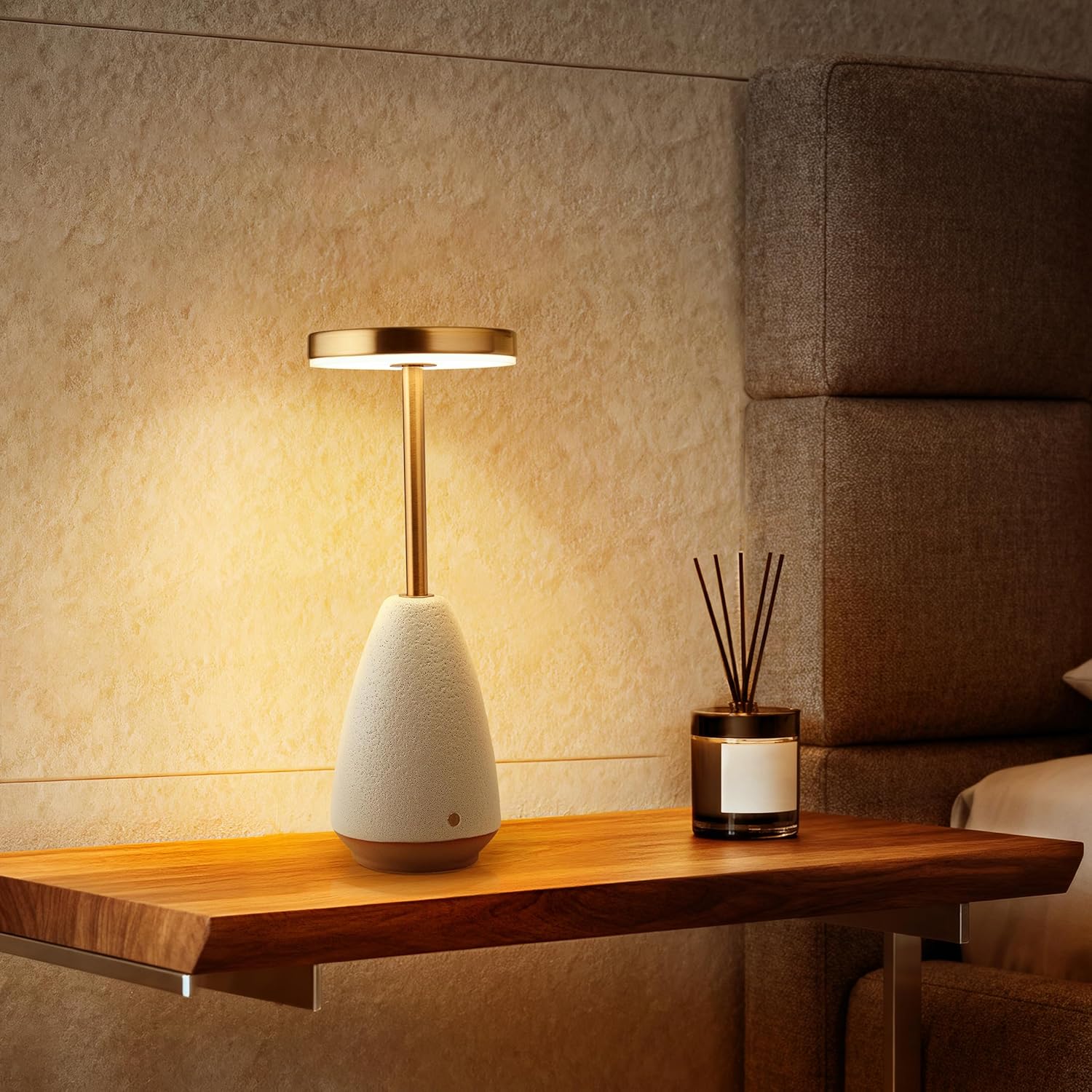 RONDURE 11.0" Ceramic Cordless Table Lamp, Portable Rechargeable Table lamp, Touch Dimmable Warm Ambient Lighting for Living Room…