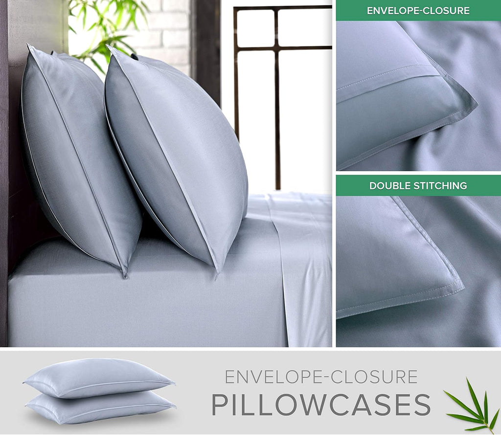 PureBamboo Pure Bamboo King Sheets, Genuine 100% Organic Viscose Derived from Bamboo Bed Sheet Set, Luxuriously Soft & Cooling, Double Stit…