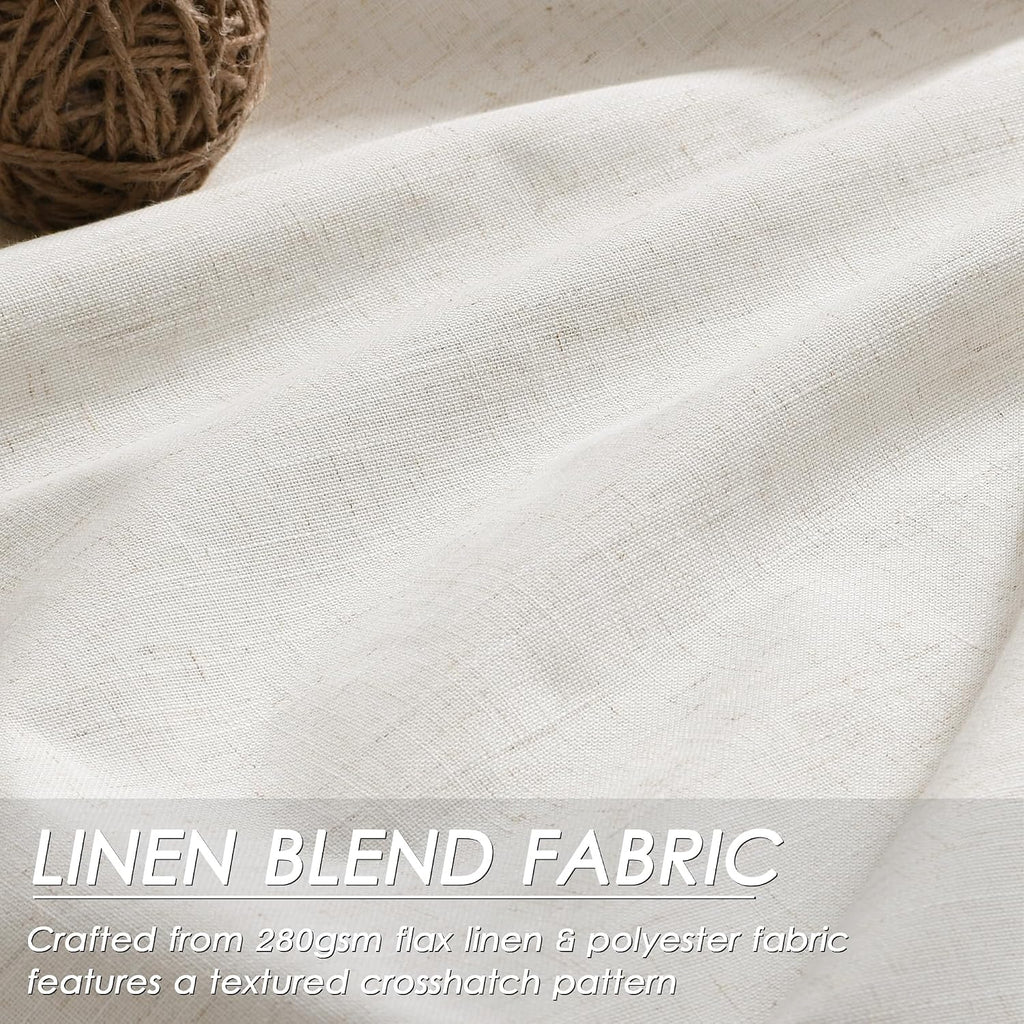 Nanspring Beige White 100% Blackout Linen Curtains 108 Inches Long for Bedroom Back Tab Thermal Insulated Modern Farmhouse Decor Black Out…