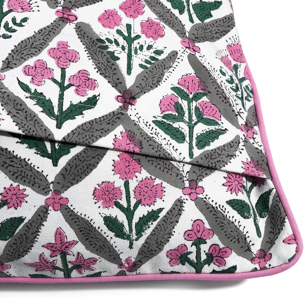 Ridhi Block Print Pink and White Pillow Cover 20" x 20" (Pack of 2) Decorative Couch Pillows for Living Room, Chic Boho Cute Outdoor Pillow…