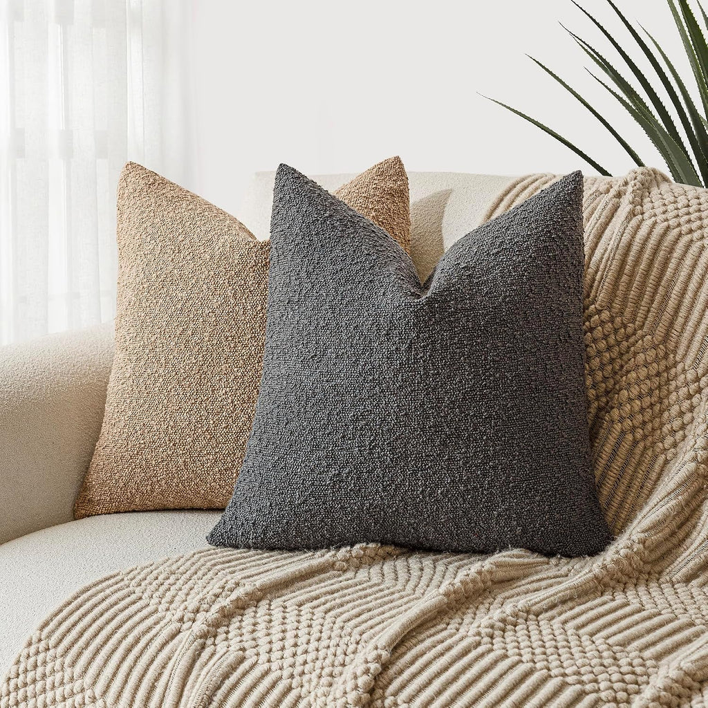 Foindtower Textured Boucle Throw Pillow Covers Accent Solid Pillow Cases Cozy Soft Decorative Couch Cushion Case for Chair Sofa Bedroom…