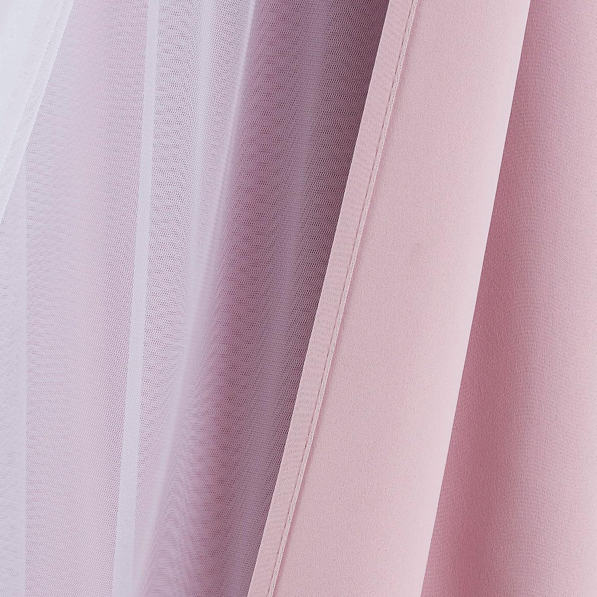 Bujasso Pink Blackout Curtains with Sheer Overlay Mix and Match Double Layer 80% Room Darkening Window Treatment Set for Girls Bedroom Livi…