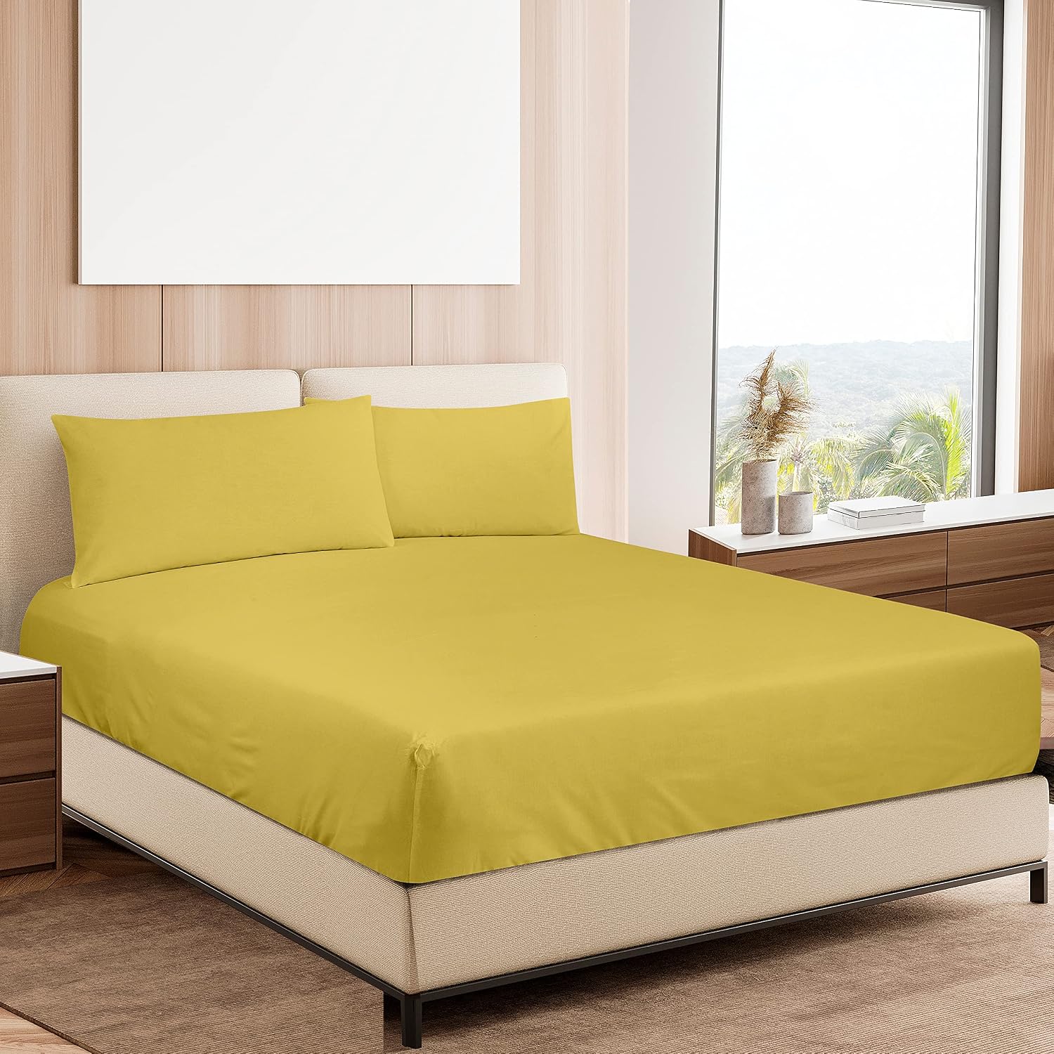Royalelinens ROYALE LINENS 300 Thread Count 100% Long Staple Combed Cotton Sheet Set - 4 Piece Queen Bed Sheets - 1 Fitted, 1 Flat & 2 Pill…