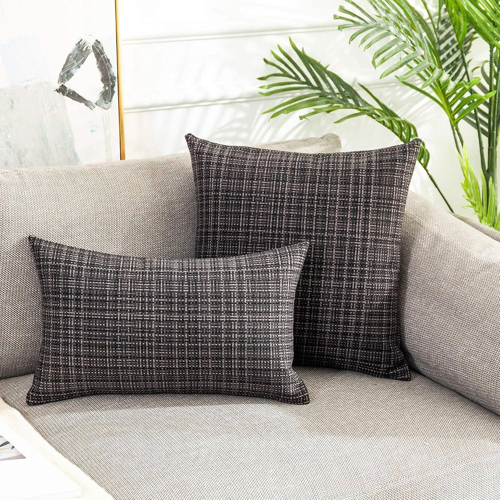 Kevin Textile Pack of 2 Decorative Outdoor Waterproof Throw Pillow Covers Stripe Square Pillowcases Modern Cushion Cases for Patio Couch…