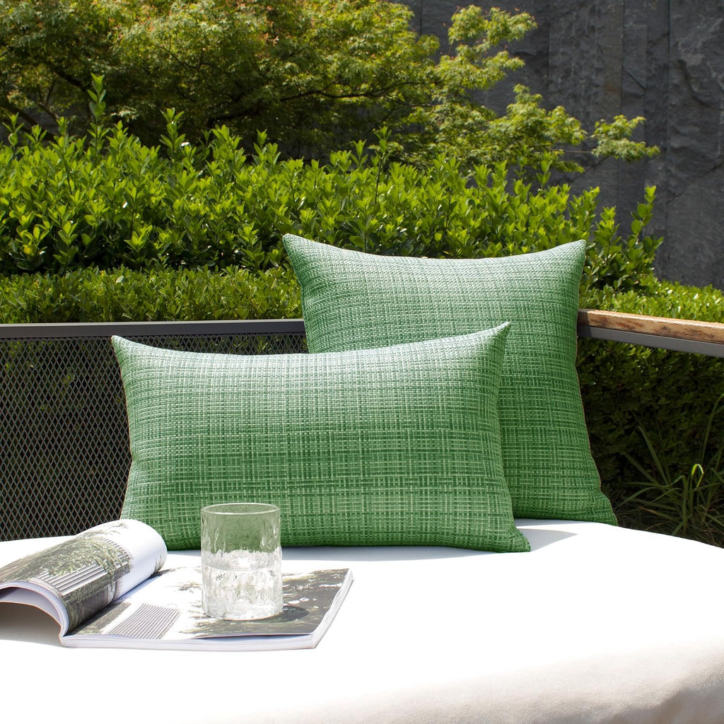 Kevin Textile Pack of 2 Spring Decorative Outdoor Waterproof Throw Pillow Covers Stripe Square Pillowcases Modern Cushion Cases for Patio…