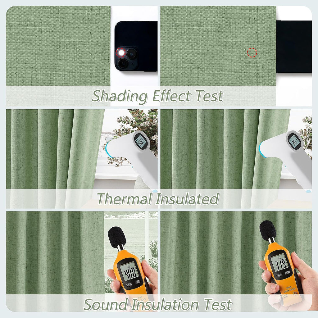 Guken 100% Blackout Linen Curtains 100 Inch Length 2 Panels Set for Living Room Bedroom Back Tab Thermal Insulated Black Out Linen Drapes R…