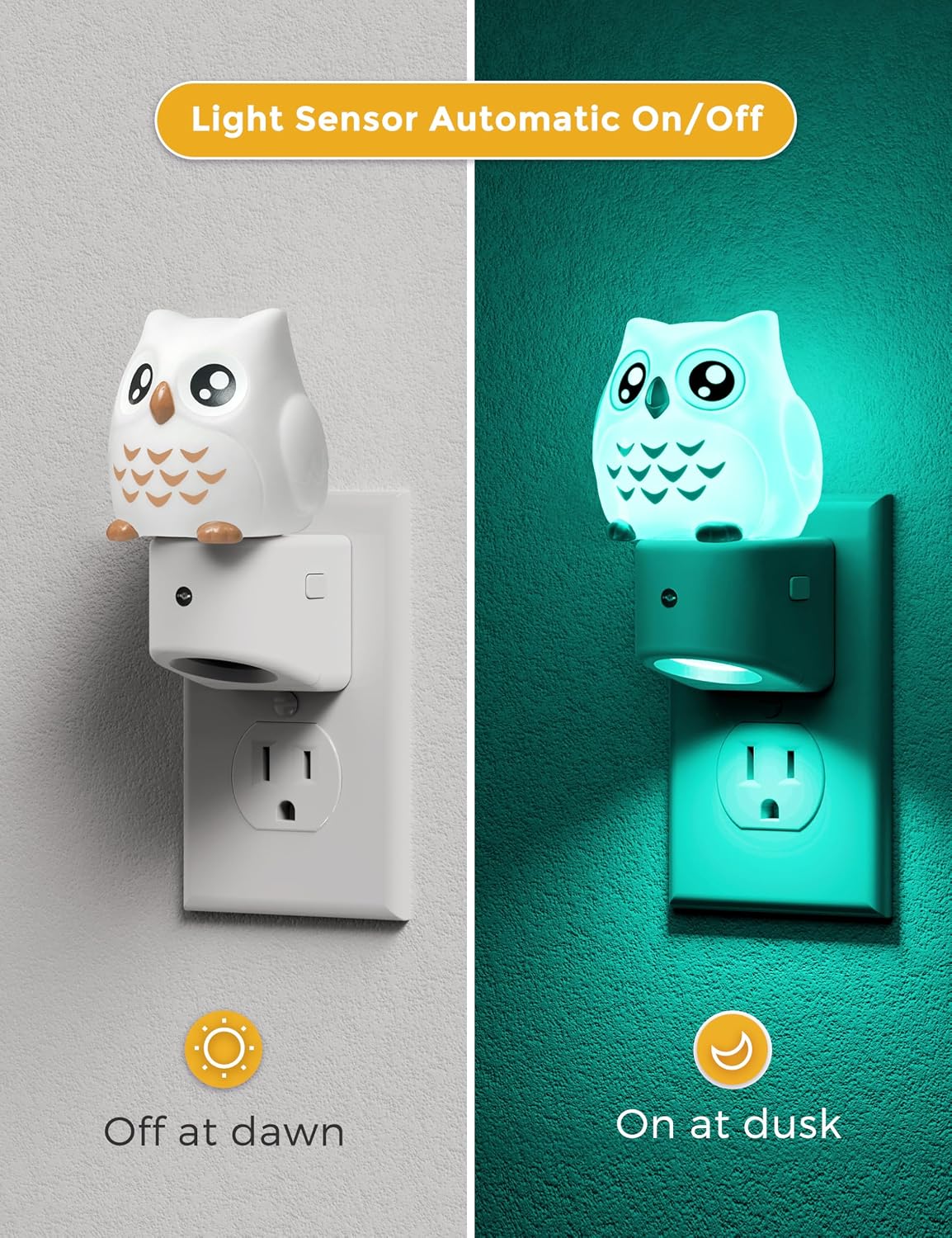 L LOHAS LED Night Light for Kids, 3D Owl Night Light Plug in, Dusk to Dawn Nursery Night Lights, RGB+Soft White 3000K, 3 Lighting Modes…