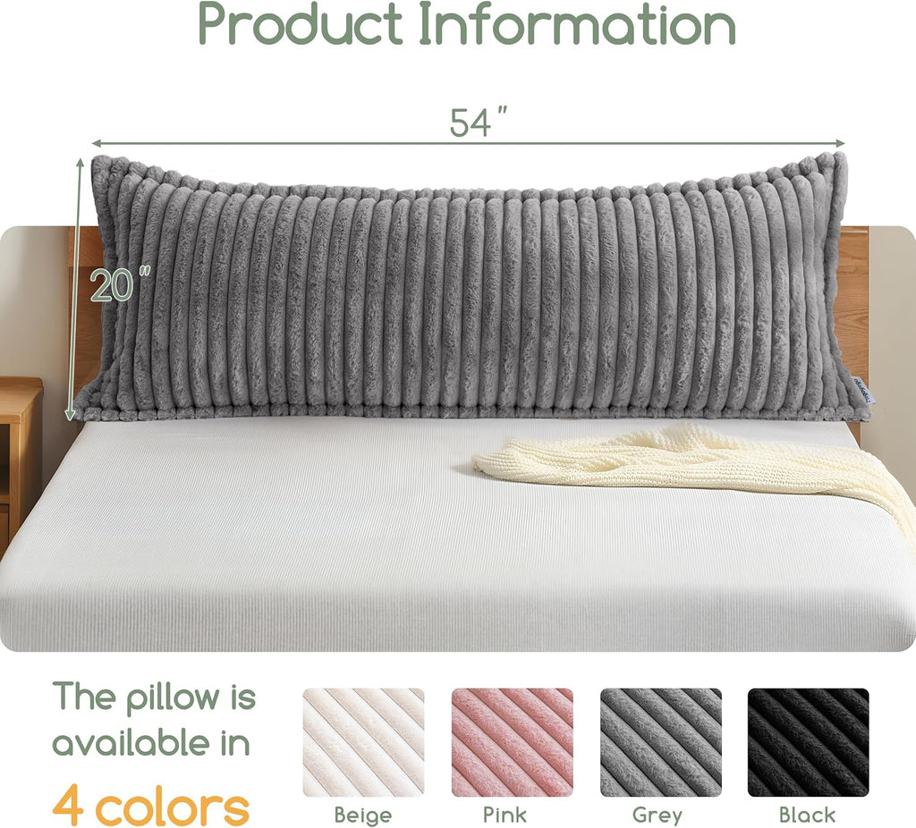 Higogogo Memory Foam Body Pillow, Thickened Large Long Bed Pillow for Adults, Full Body Pillow with Removable Pillow Cover(20x54 Inch), Grey…
