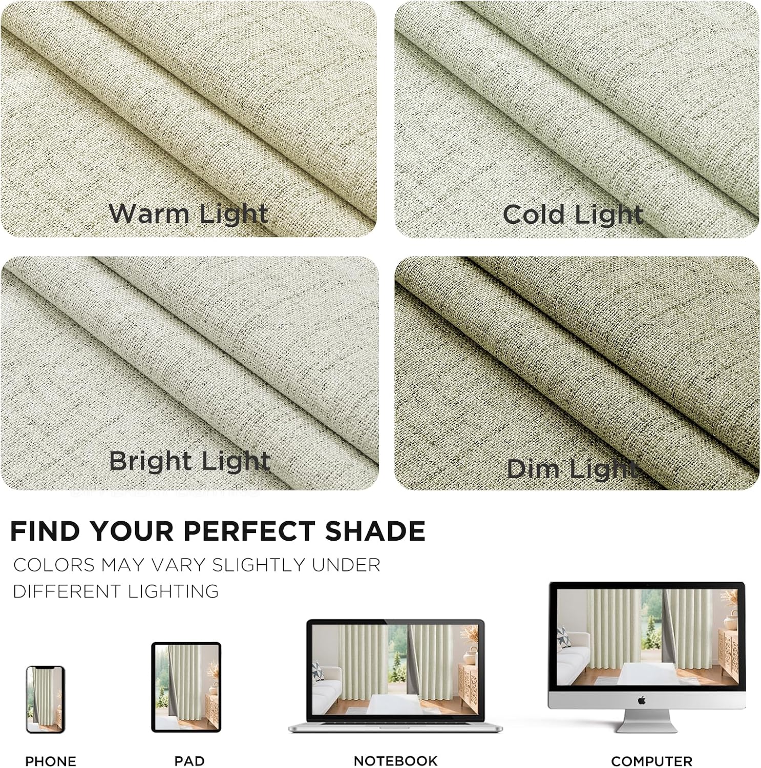 Joydeco Blackout Curtains for Bedroom - 108 Inch Long 100% Light Blocking 2 Panels Beige Drapes, Thermal Insulated Room Darkening…