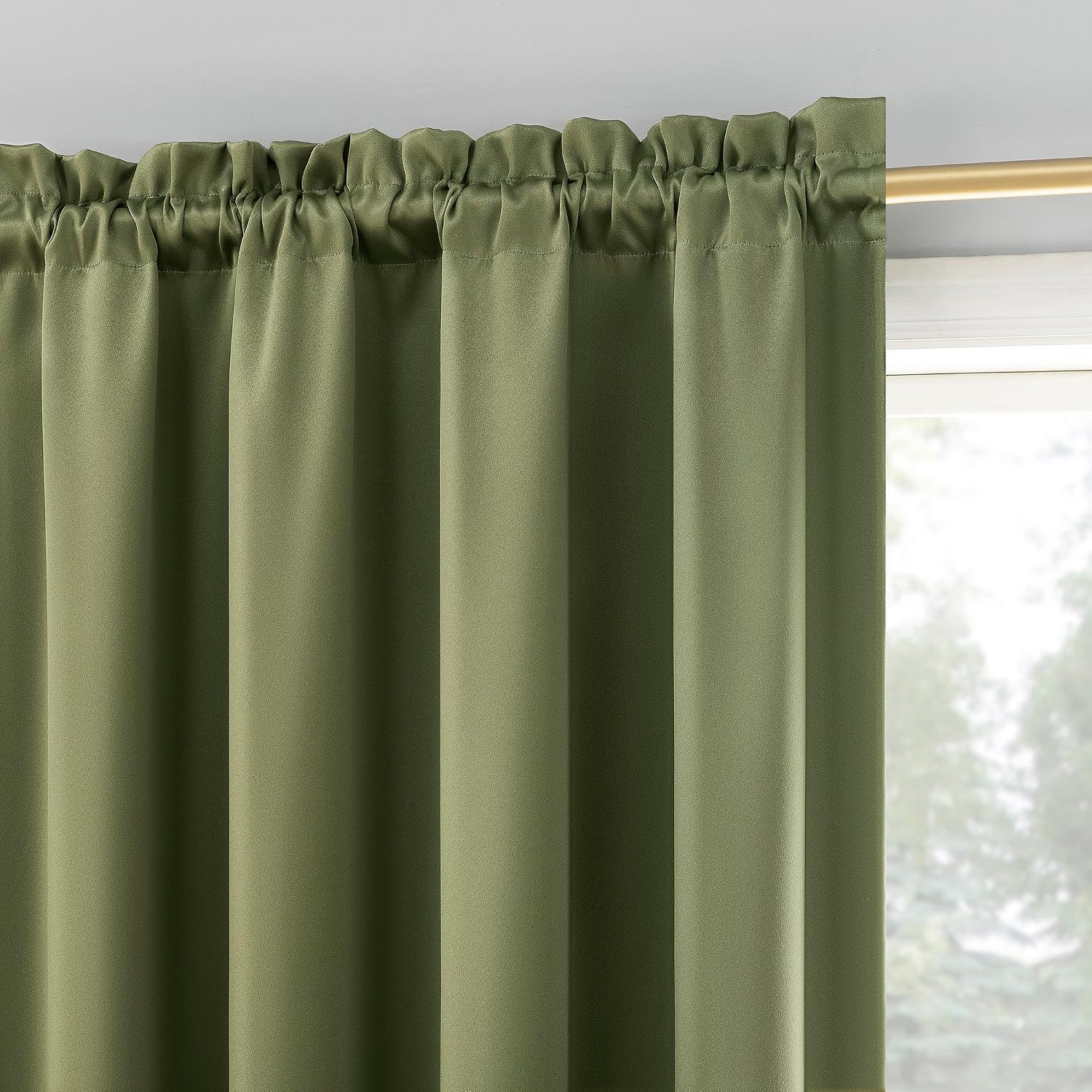 Sun Zero Oslo Theater Grade Extreme 100% Blackout Rod Pocket Curtain Panel, 52" x 84", Sage Green
