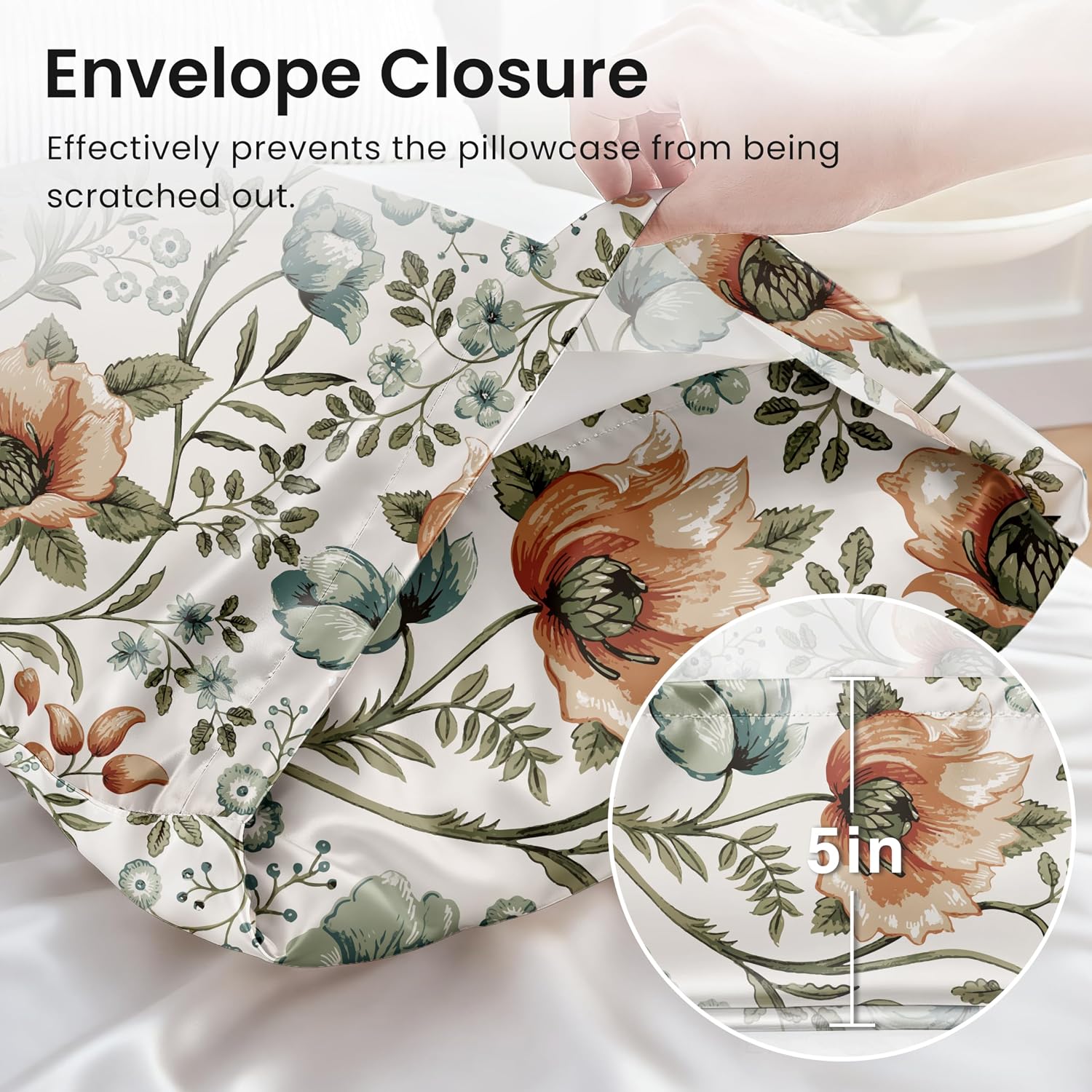 EXQ Home Satin Pillowcase for Hair and Skin King - Printed Summer Flowers Silk Pillowcase 2 Pack 20x40 inches - Satin Pillow Cases Set of…
