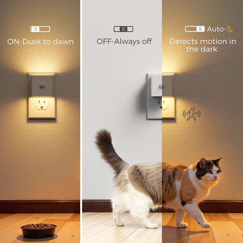 L LOHAS LED Night Light, Plug in Night Light with Motion Sensor and Dusk to Dawn Sensor,[2-Pack] Brightness Adjustable,3000K Soft White…