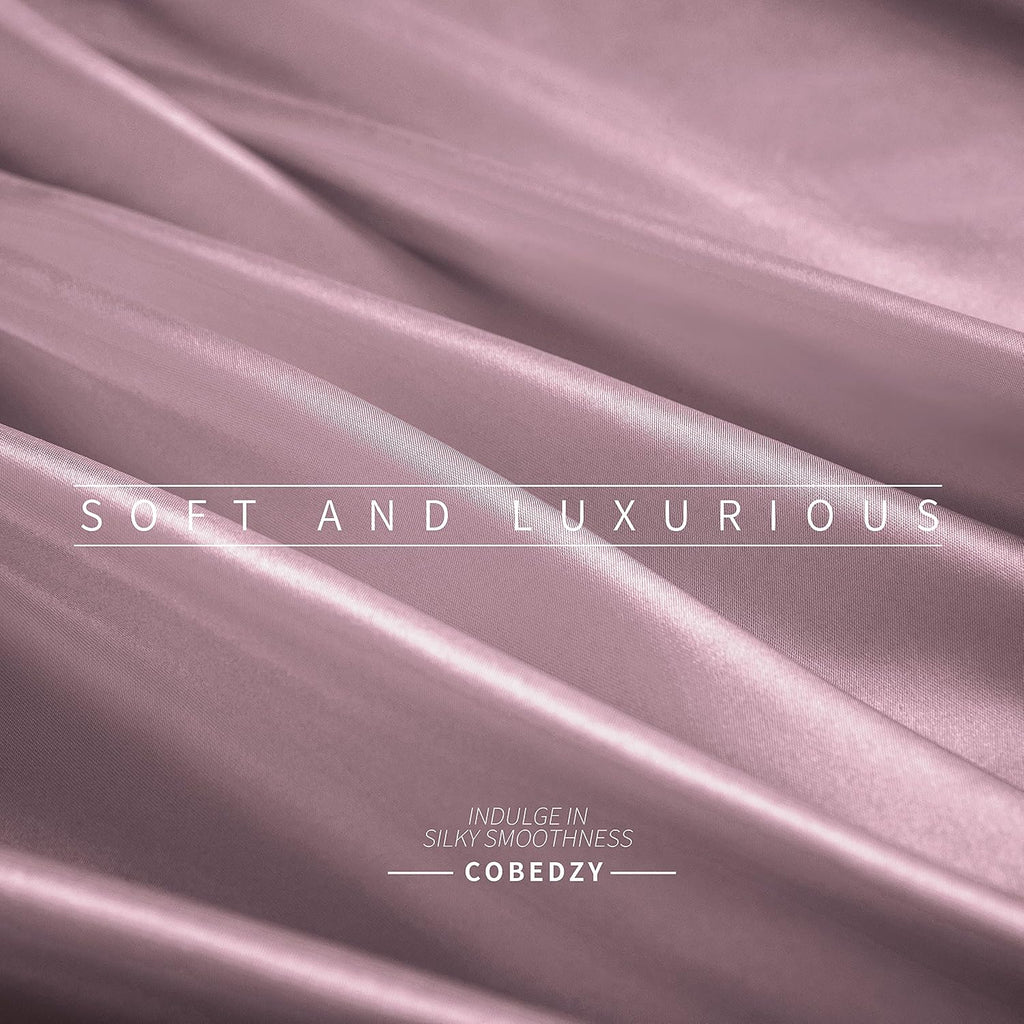 Cobedzy Satin Sheets Queen Size, 4 Pcs Silky Soft Satin Bed Sheets Queen Set with Deep Pockets, Extra Smooth & Luxurious Microfiber Sheet f…