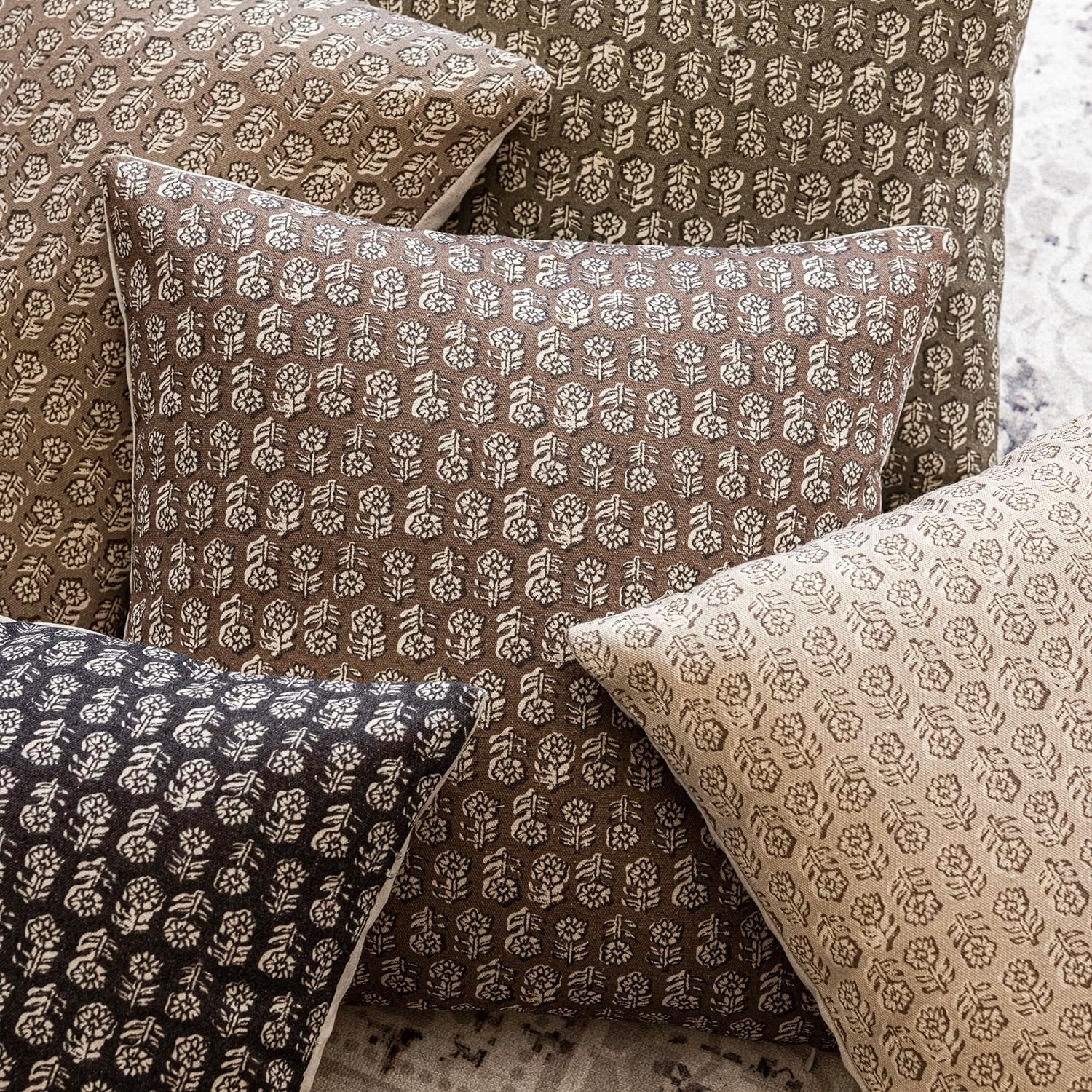 Foindtower Set of 2 Decorative Vintage Floral Print Throw Pillow Covers Neutral Modern Farmhouse Cushion Covers Boho Home Decor for Sofa…