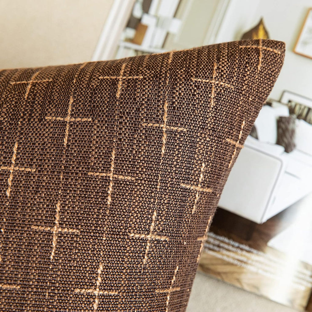 MIULEE Pack of 2 Decorative Vintage Burlap Linen Brown Throw Pillow Covers Modern Farmhouse Pillowcase Rustic Woven Textured Cushion…