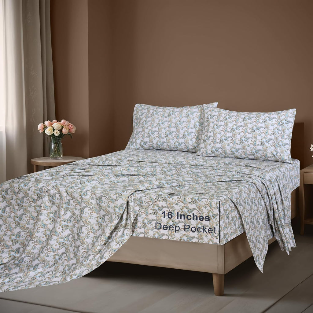 Zoyer 100% Cotton Sheets – Full Size Percale Bedding, Cooling & Breathable, Durable with a Crisp, Soft & Comfortable Feel, 16" Deep Pocket,…