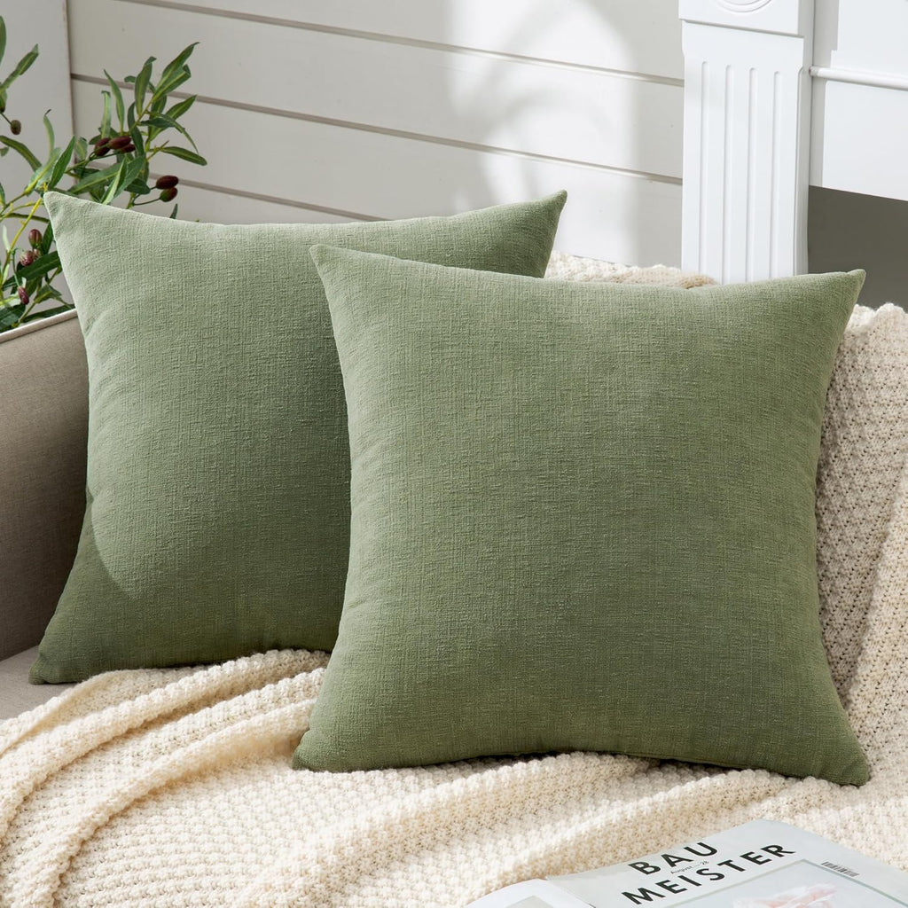 Gawamay Decorative Square Throw Pillow Covers 22"x22" Inch Set of 2, Super Soft Chenille Pillows Farmhouse Fall Pillowcase for Living Room…