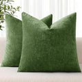 decorUhome Chenille Moss Green Throw Pillow Covers 18x18 Inch Set of 2, Decorative Soft Couch Pillow Covers Solid Dyed Accent Farmhouse Neu…