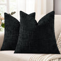 decorUhome Black Chenille Throw Pillow Covers 16x16 Set of 2 Textured Soft Cozy Slubby Couch Pillow Covers Modern Farmhouse Boho Decorative…
