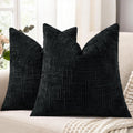 decorUhome Black Chenille Throw Pillow Covers 20x20 Set of 2 Textured Soft Cozy Slubby Couch Pillow Covers Modern Farmhouse Boho Decorative…