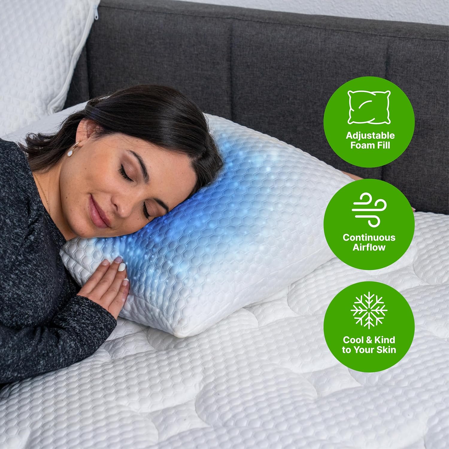GhostBed Shredded Memory Foam Pillow with Adjustable Gel and Cooling Breathable Cover - Queen Size Shredded Pillows CertiPUR-US Certified…