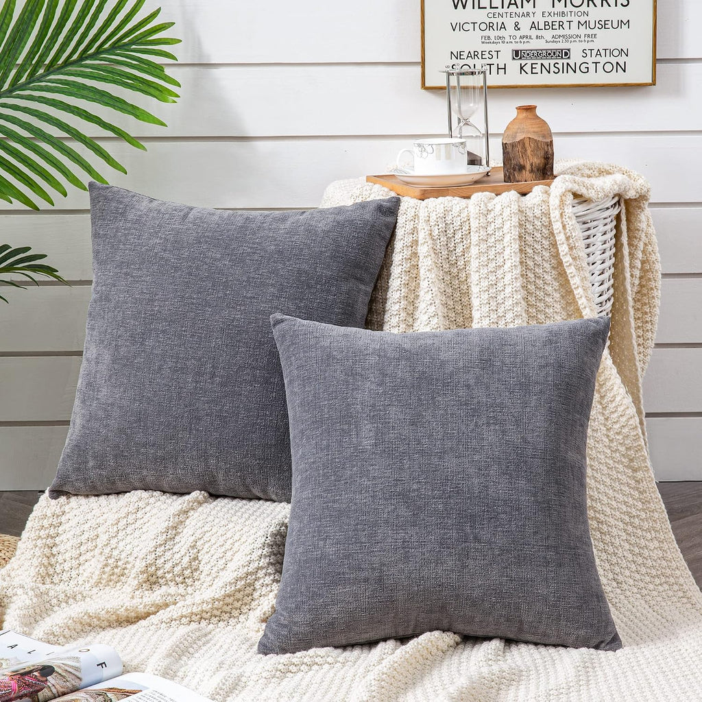 Gawamay Decorative Throw Pillow Covers 16x16 Inch Set of 2, Super Soft Chenille Square Pillows Farmhouse Fall Pillowcase for Living Room Be…
