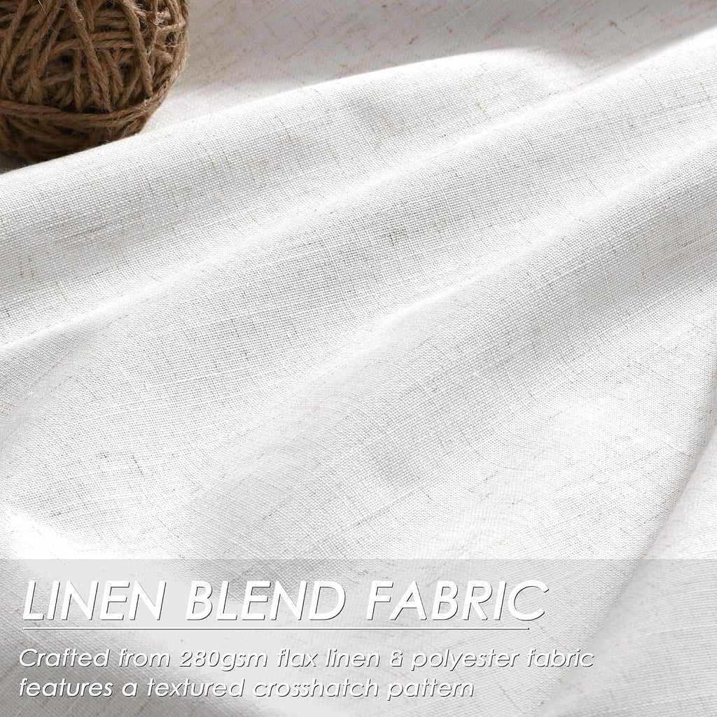 Nanspring Cream 100% Blackout Linen Curtains for Bedroom 72 Inches Long Back Tab Thermal Insulated Neutral Boho Farmhouse Decor Black Out C…