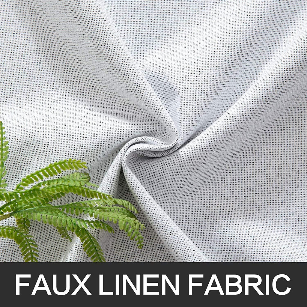 Miulee Linen Blackout Curtains for Bedroom Solid 100% Blackout Thermal Insulated Grayish White Curtains Grommet Room Darkening Curtains/Dra…