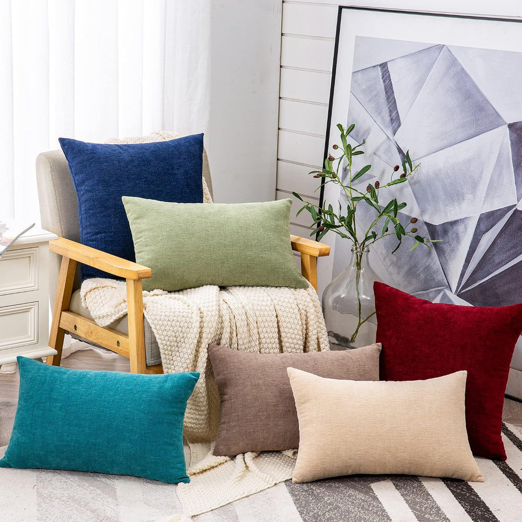 Gawamay Decorative Throw Pillow Covers 16x16 Inch Set of 2, Super Soft Chenille Square Pillows Farmhouse Fall Pillowcase for Living Room Be…