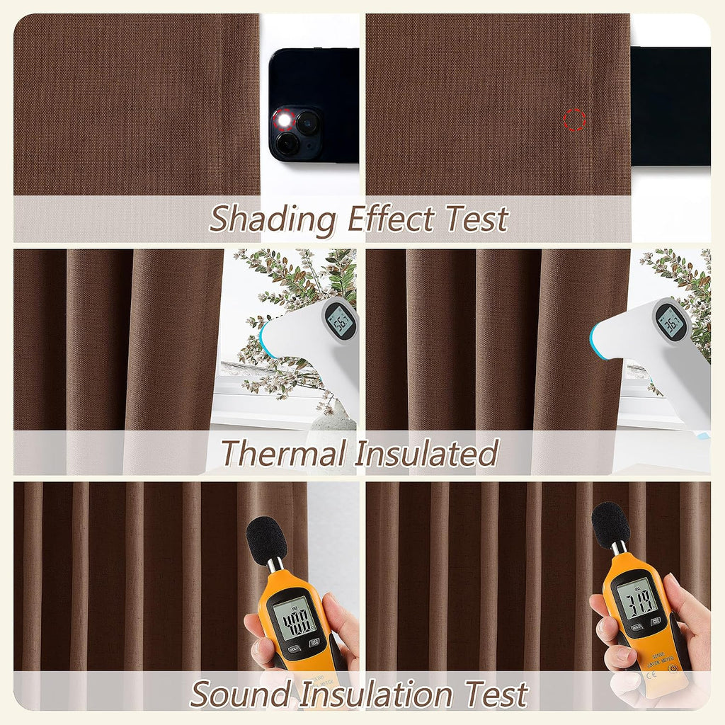 Guken 100% Blackout Curtains 90 Inch Length 2 Panels Set for Living Room Bedroom Back Tab Thermal Insulated Black Out Linen Drapes Room Dar…