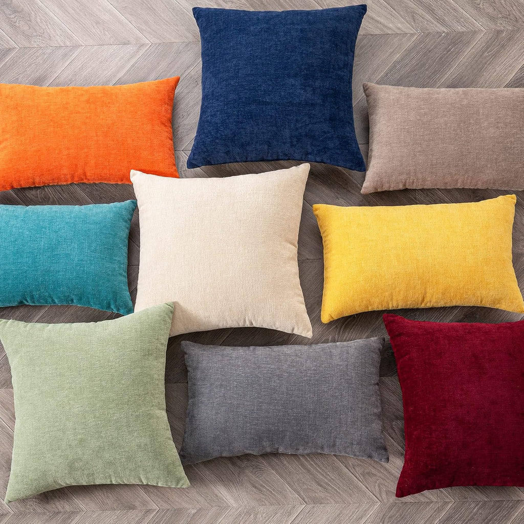 Gawamay Lumbar Support Pillow Decorative Rectangle Throw Pillow Covers 12"x20" Inch Set of 2, Soft Chenille Fall Pillowcase for Living Room…